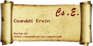 Csanádi Ervin névjegykártya