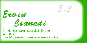 ervin csanadi business card
